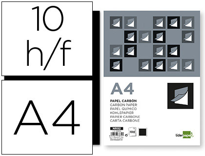 10h papel carbón Liderpapel A4 negro